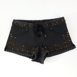 Kate Moss Topshop Black Shorts Beaded Size 4 #E31